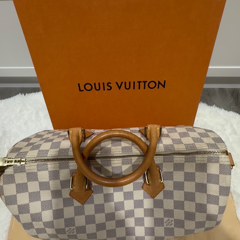 Louis Vuitton Damier Azur Satchel - Cream and Tan 35 - Picture 2 of 16